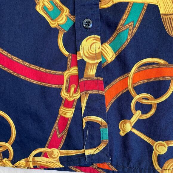 L-Ralph Lauren Sz L Signature Equestrian Print Long Sleeve Button Down Shirt - Picture 10 of 16